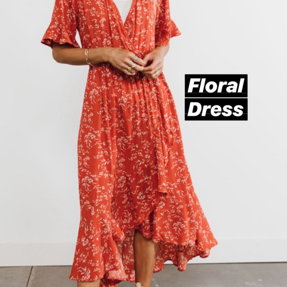 Ruffle Floral Print Dress